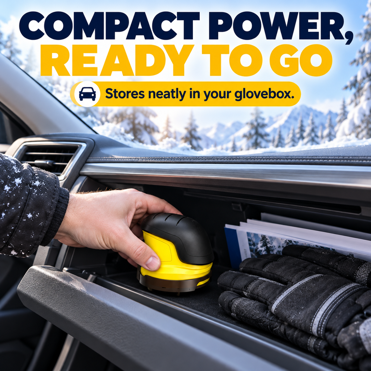 Glacero stores neatly in a car glovebox